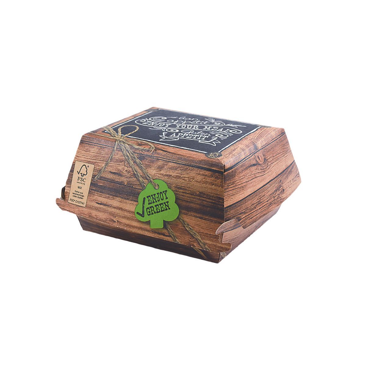 HAMBURGER BOX ENJOY GREEN 115x105x75MM